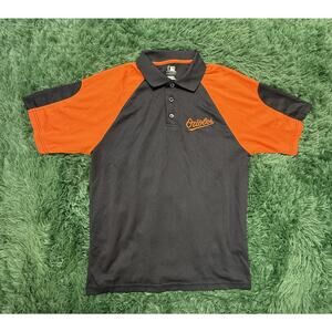 MLB Baltimore Orioles Men's Medium Gray Orange Performance Polo Shirt Fan